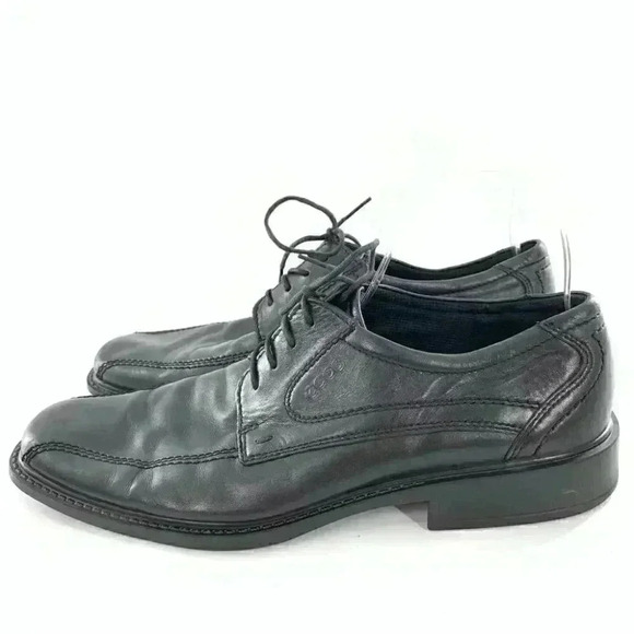 Ecco mens size 44 10-10.5 black leather comfort orthopedic bicycle toe oxfords main image 8